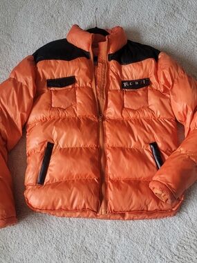Rich & Fly Orange Bubble Puffer Jacket | Men’s Medium Streetwear Coat